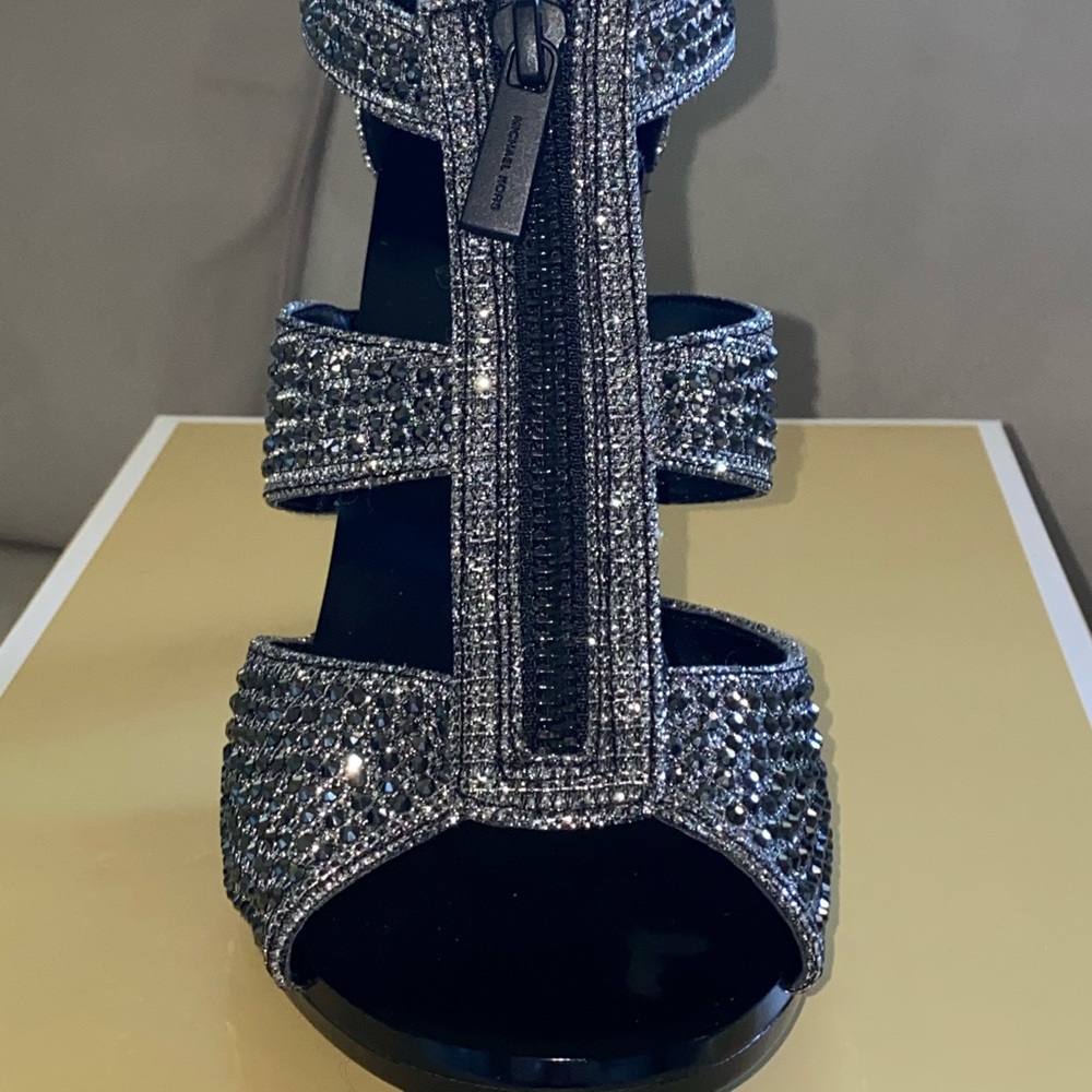 Michael Kors berkley T strap glitter heels